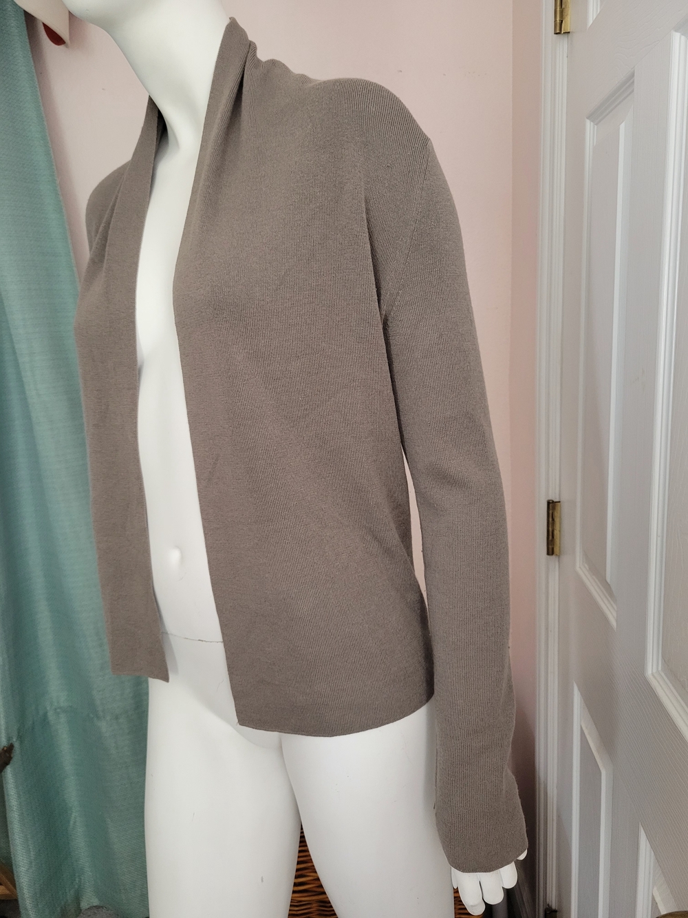 Banana Republic Silk Cashmere Open Front Cardigan Sweater Taupe Brown Size M - Picture 2 of 6